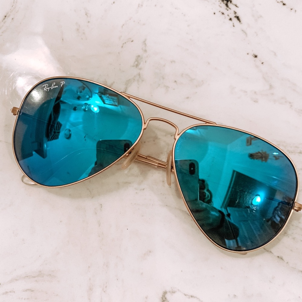 Ray Ban P Aviators - Teal blue and gold
